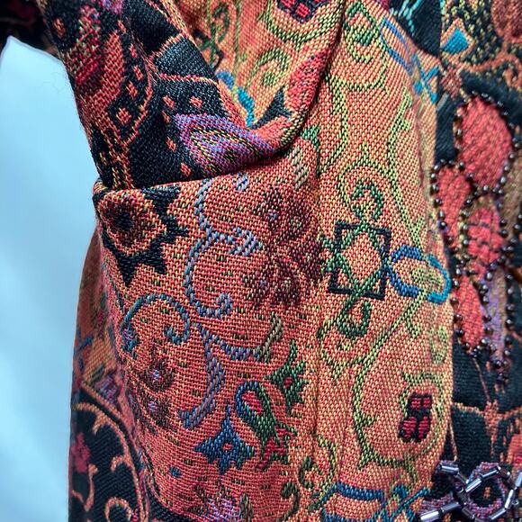 Ellen Fig Womens Medium Multi Color Floral Full Zip Lined Beaded‎ Blazer Jacket - Picture 9 of 15